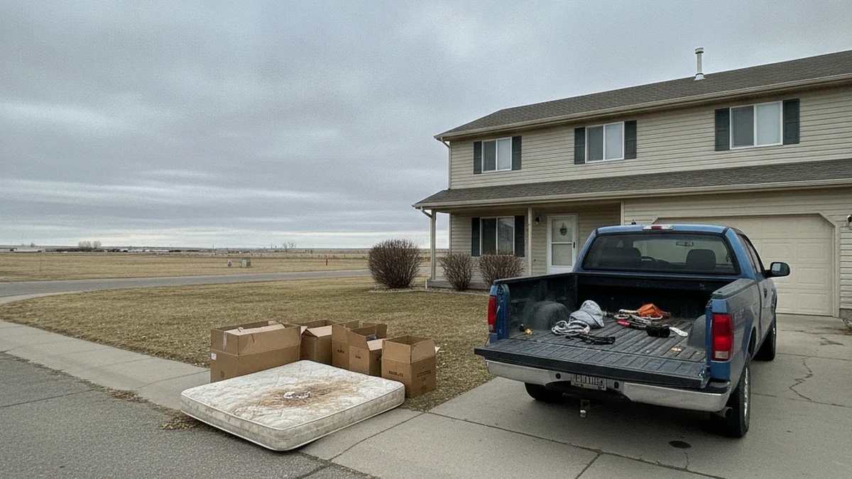 F.E. Warren AFB PCS move-out cleanout Cheyenne Wyoming Laramie County military family property items staged Ryan