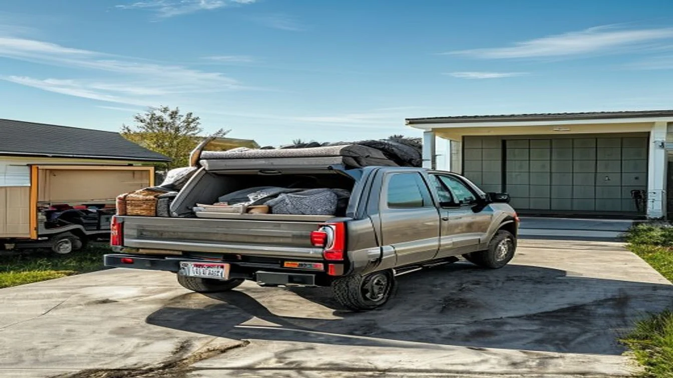 Junk removal truck loaded Cheyenne Wyoming Laramie County garage cleanout spring residential haul-off Ryan
